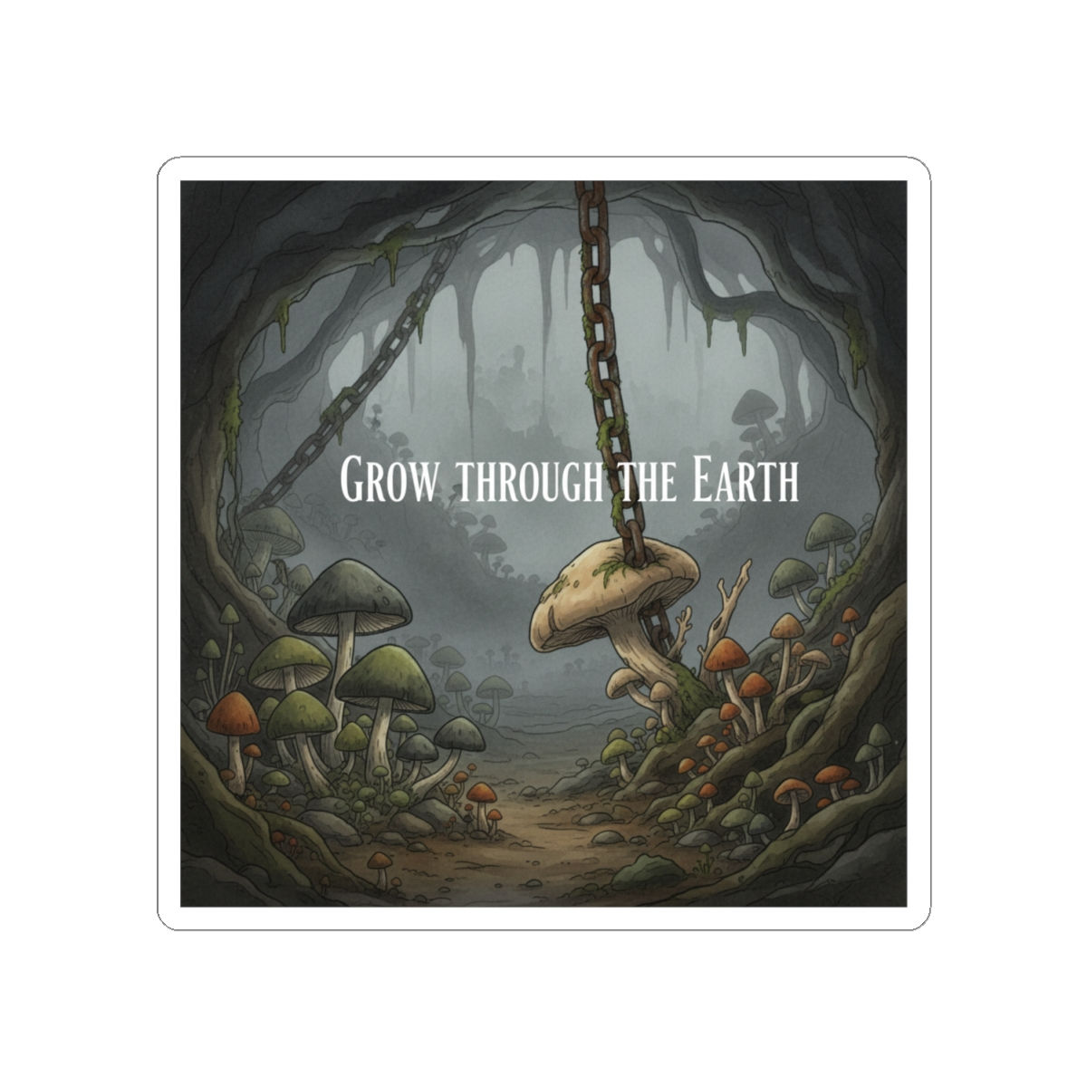 Mushrooms And Chains Kiss-Cut Sticker – Grow Through the Earth
