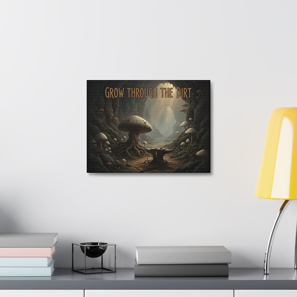 Thumbnail: Mushrooms And Misty Canvas Print – Grow Through the Dirt