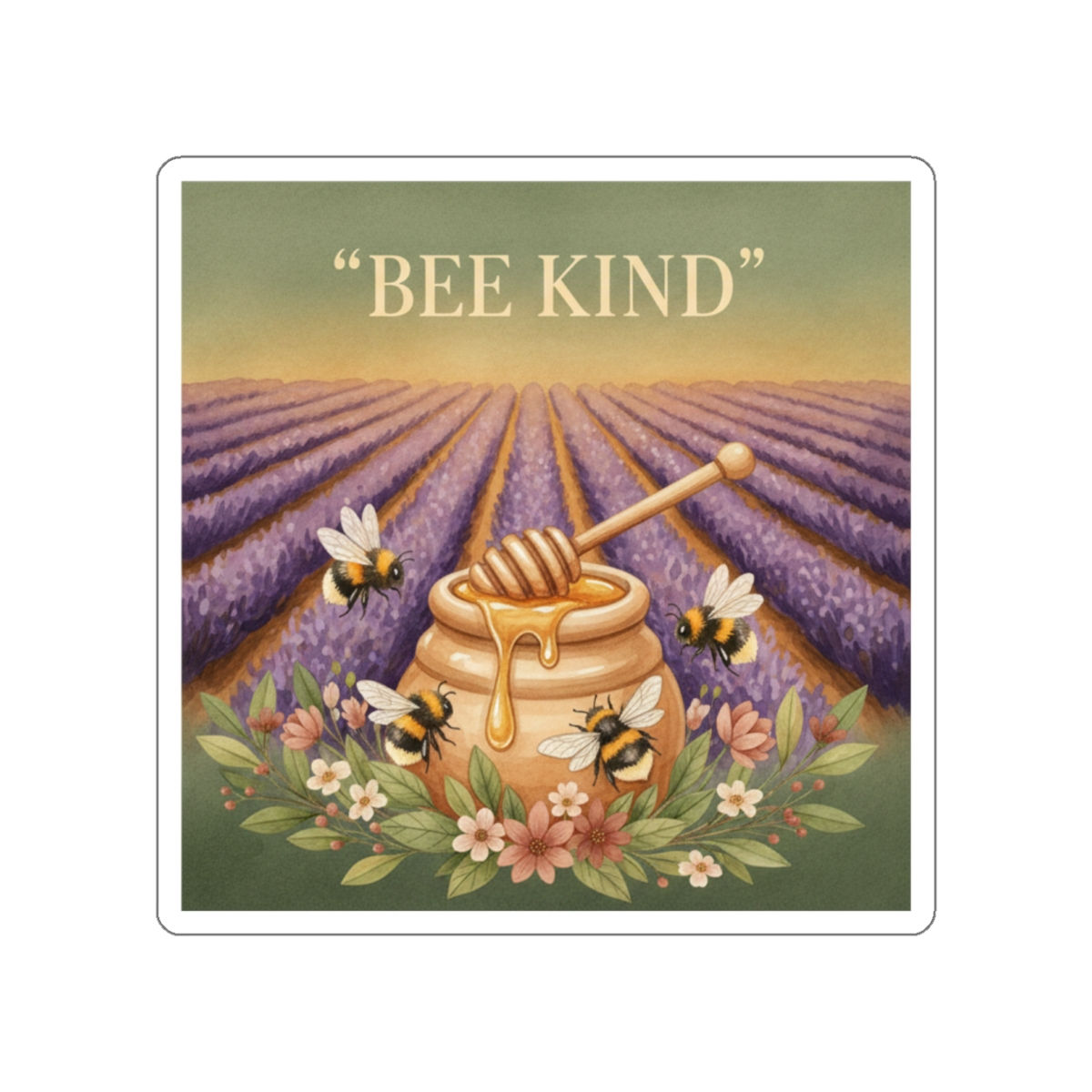 Bees Lavender Honey Jar Die-Cut Sticker – Bee Kind