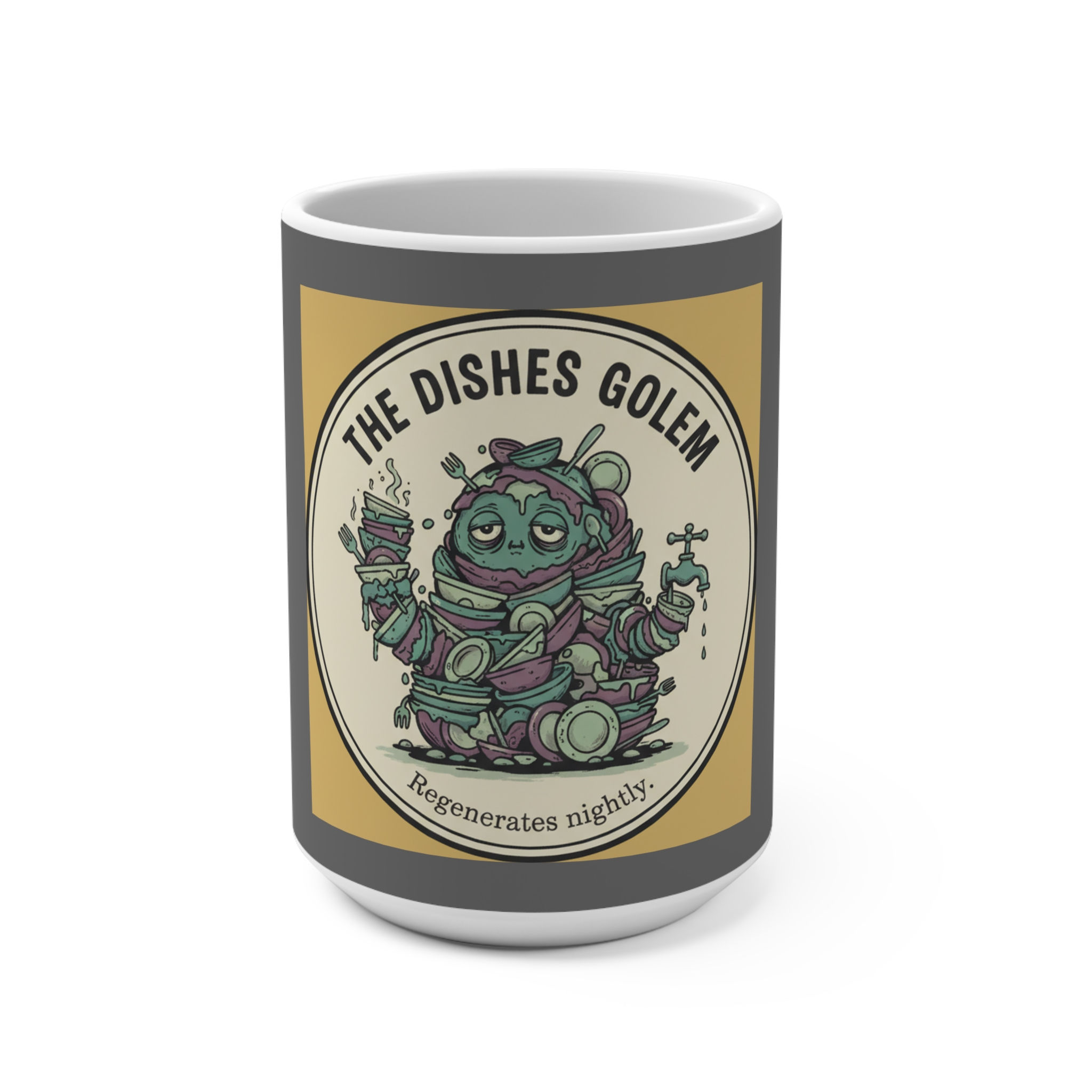 Dishes Golem Mug 15oz – The Dishes Golem Regenerates Nightly