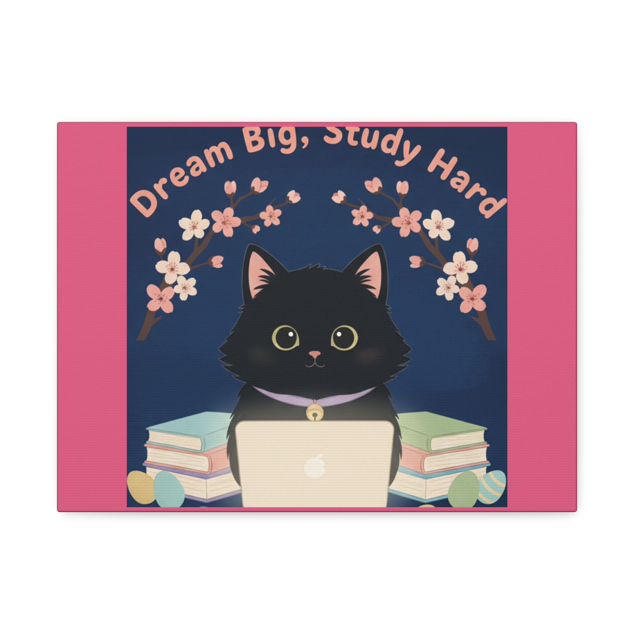 Black Cat Canvas Print – Dream Big Study Hard
