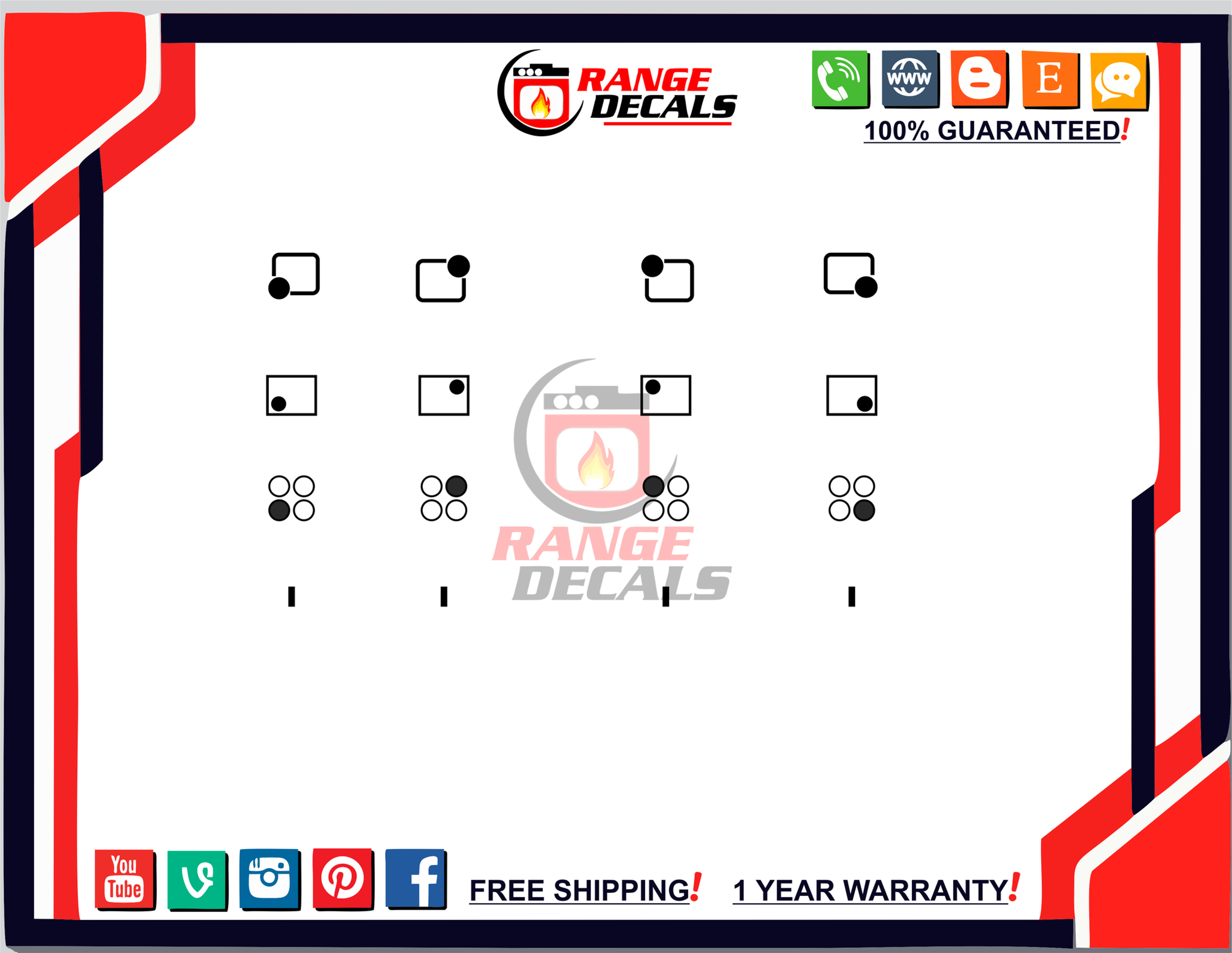 Electrolux EW30DS65GS7 Stove Decals | Range Decals