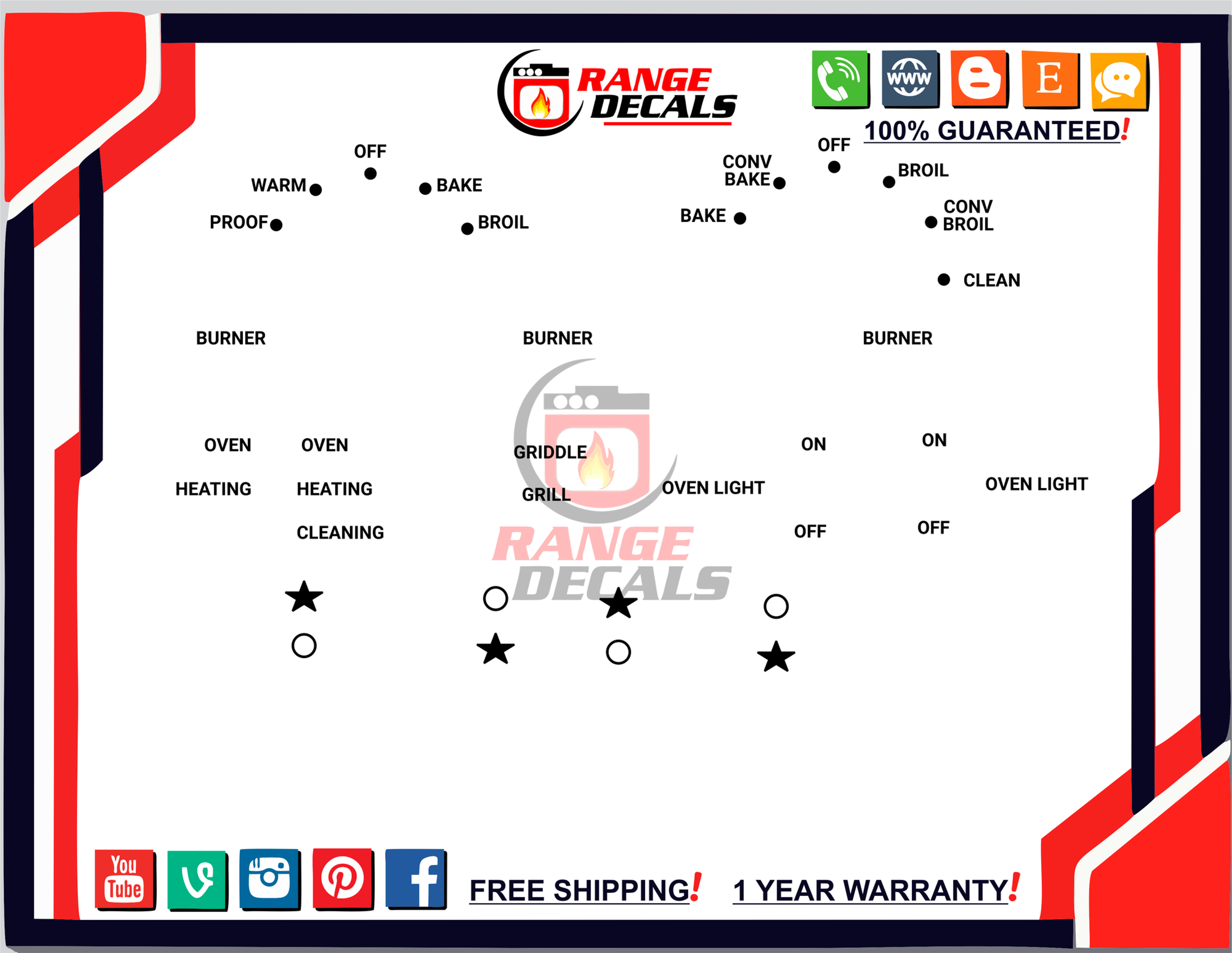 Thermador PDR484GGZS/01 Stove Decals | Range Decals