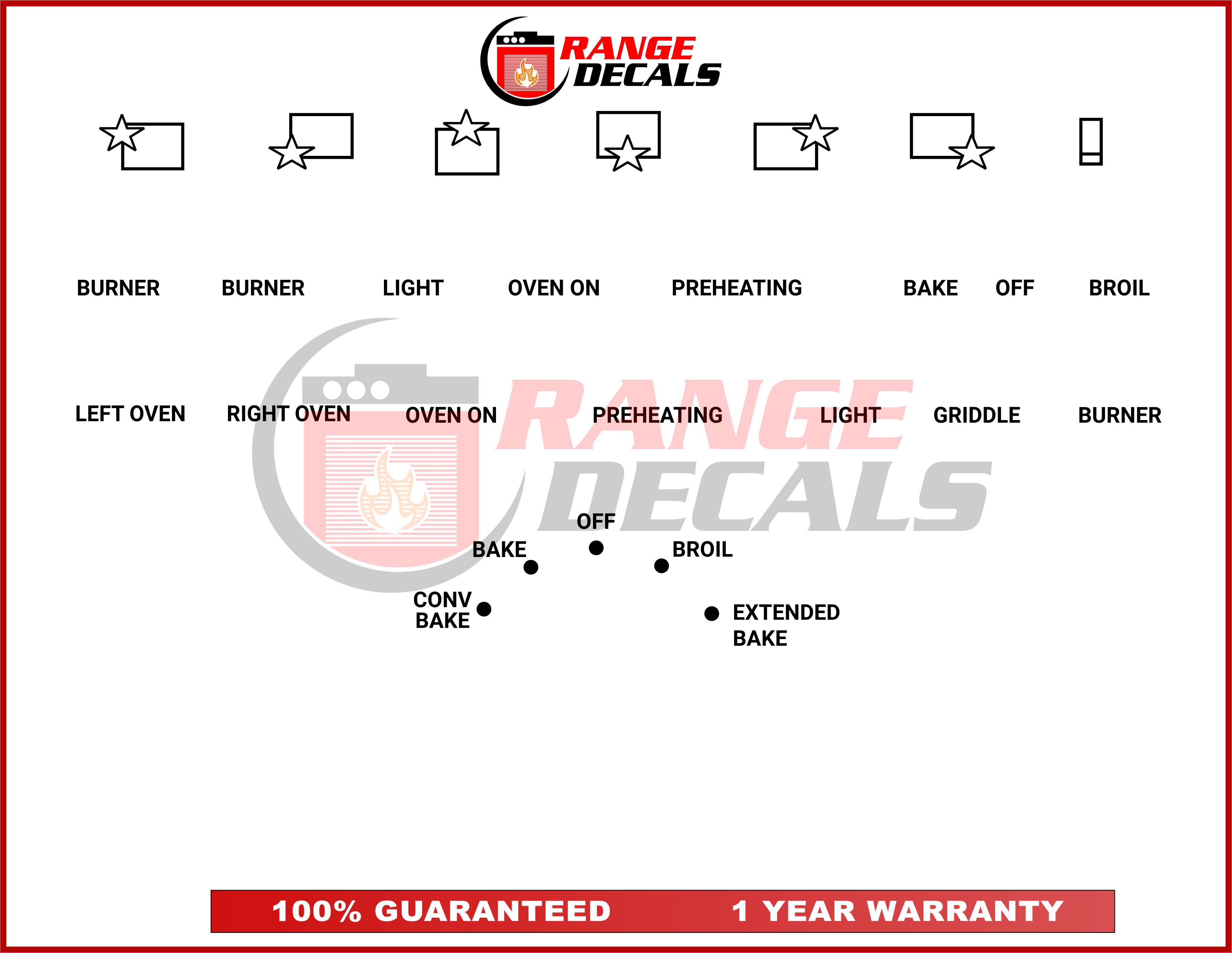 Thermador PRG486GDH Gas Decals | Range Decals