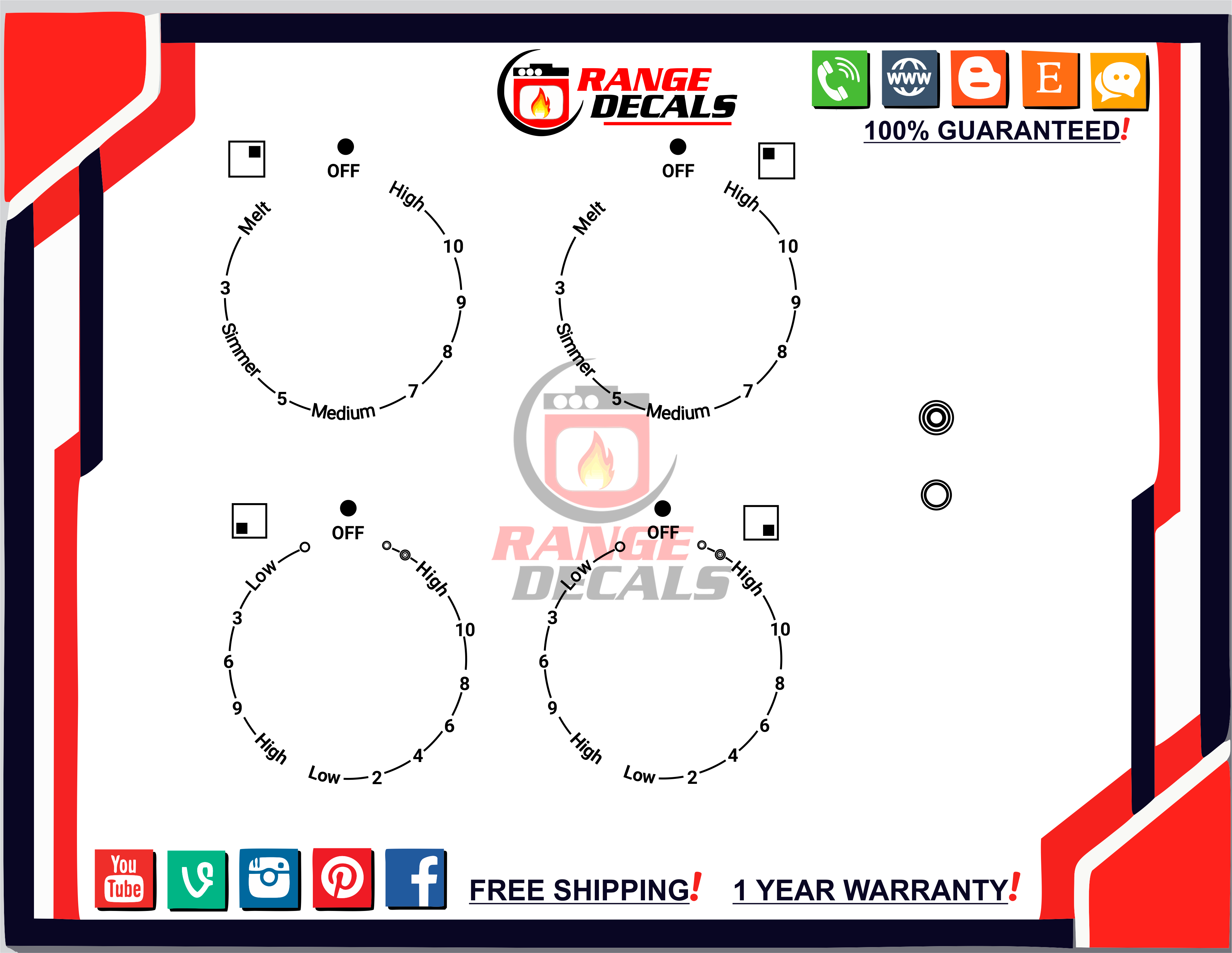 Jenn Air JES8860CCS02 Electric Decals | Range Decals