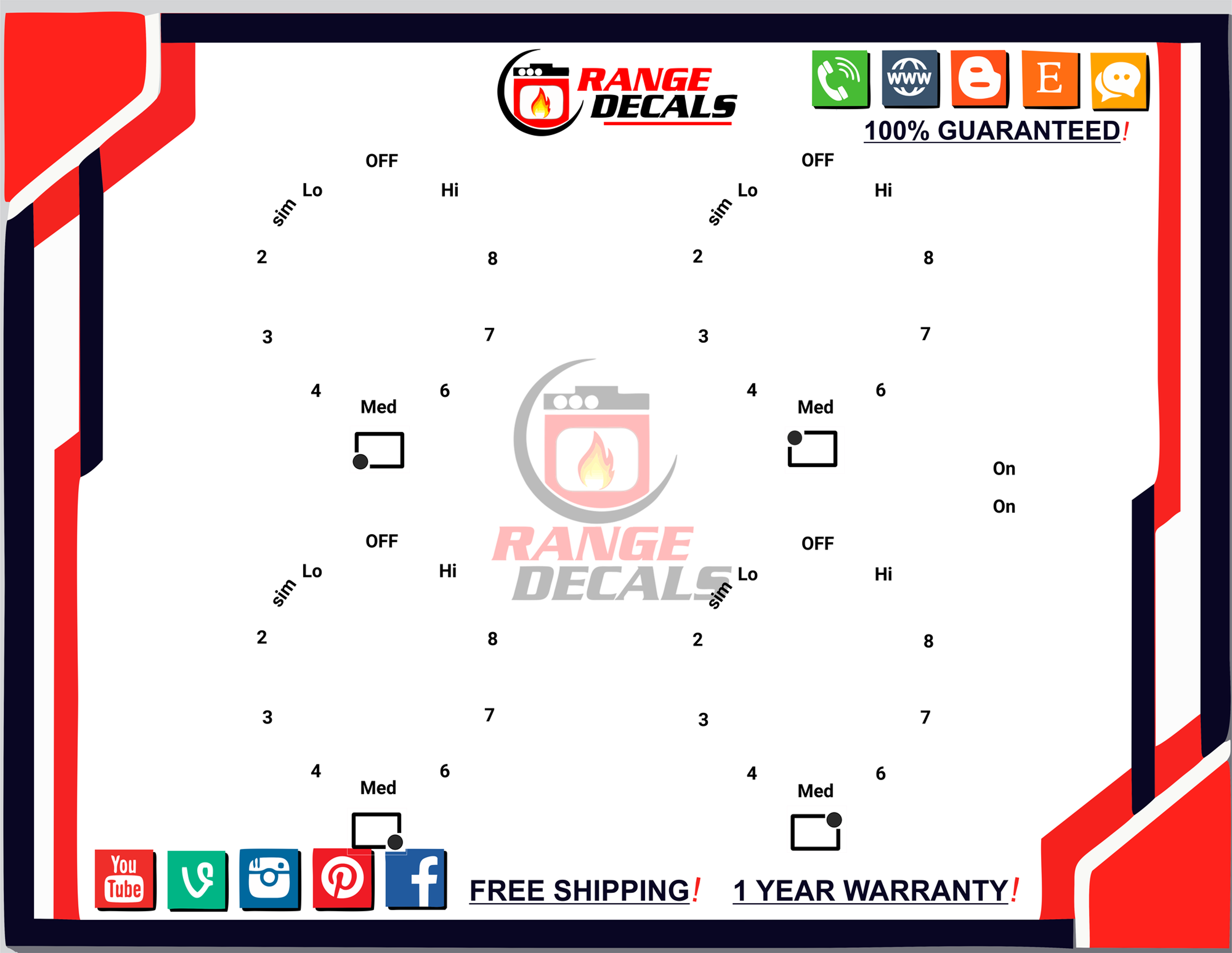 Frigidaire FCRC3005AW Stove Decals | Range Decals
