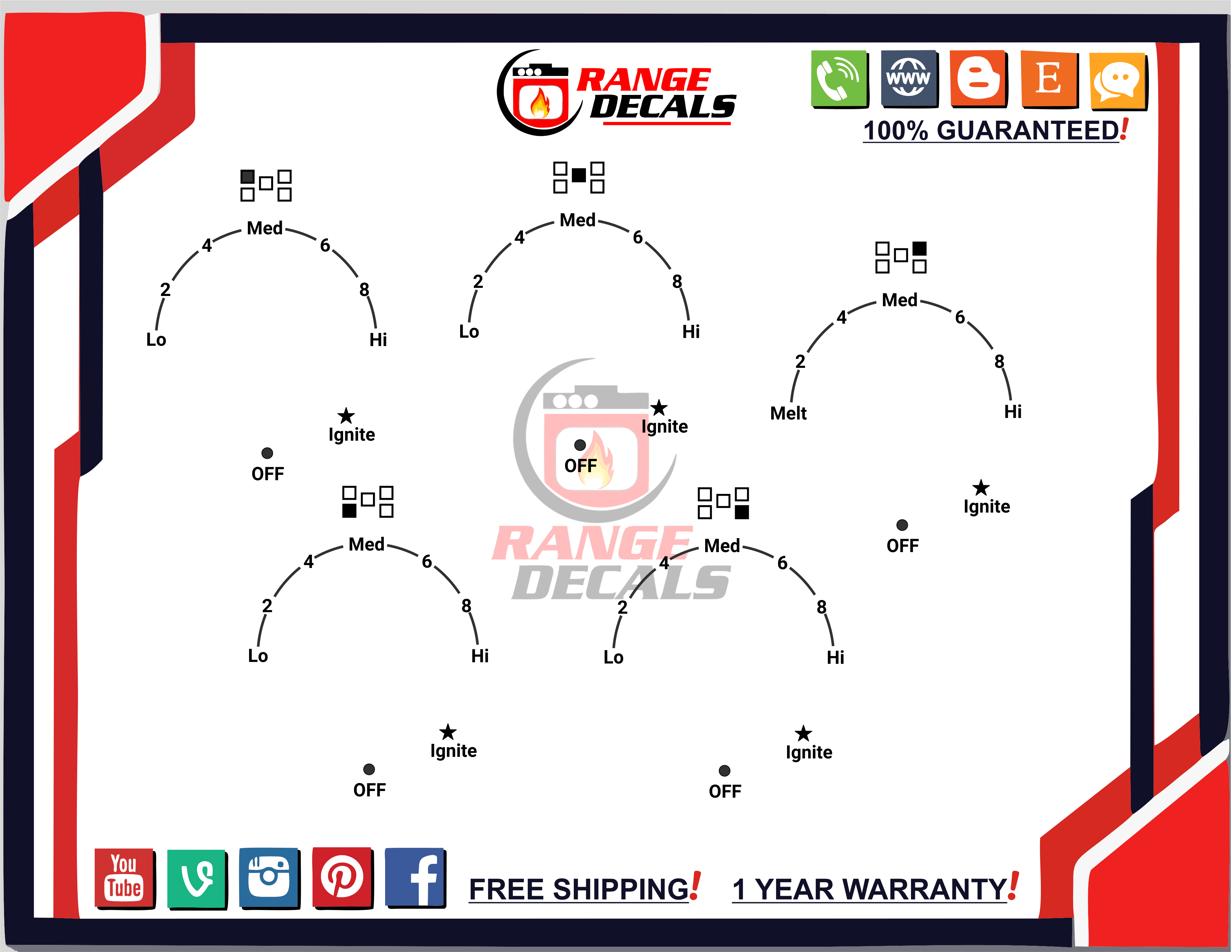 Whirlpool Stove Decals |4| Range Decals