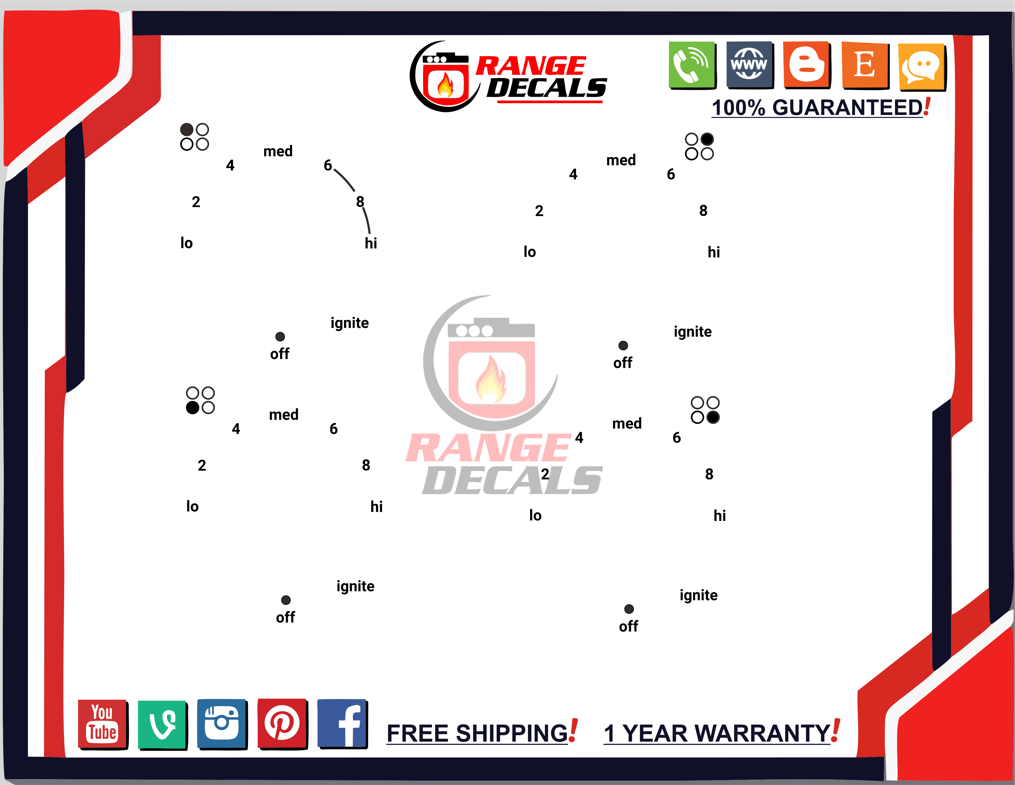 Whirlpool Stove Decals |7| Range Decals