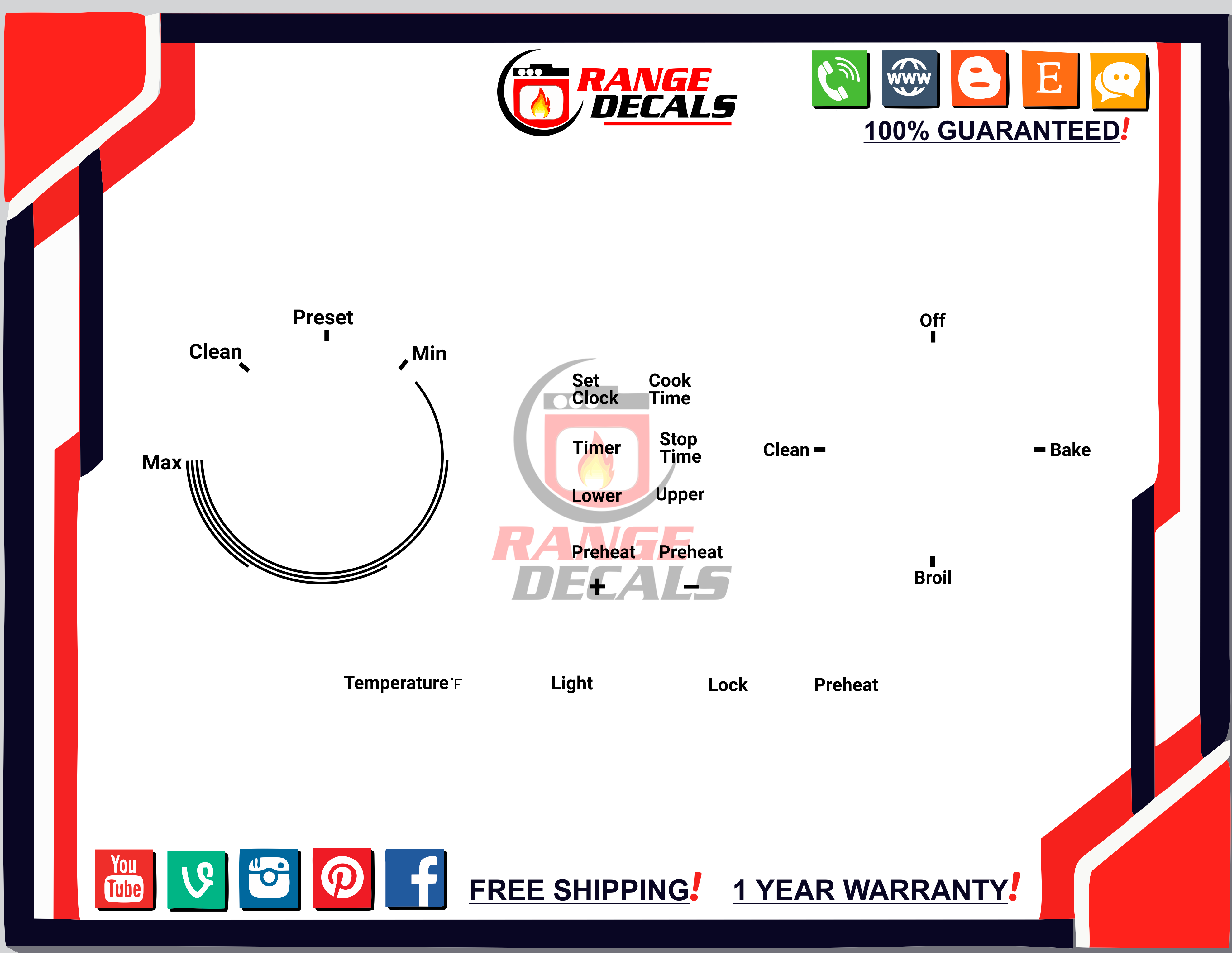 BOSCH HBL503 Oven Decals | Range Decals