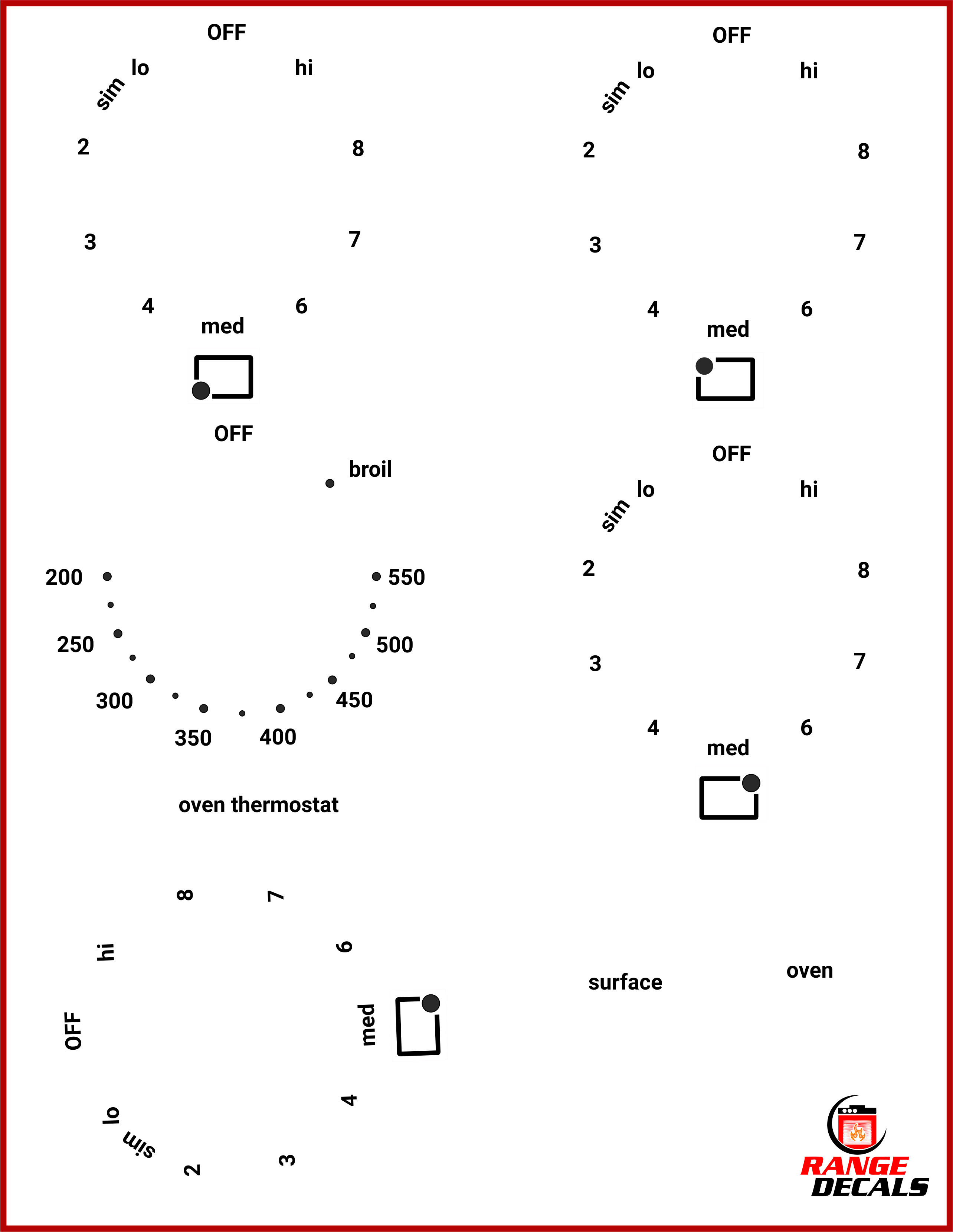 Frigidaire Stove Decals |2| Range Decals