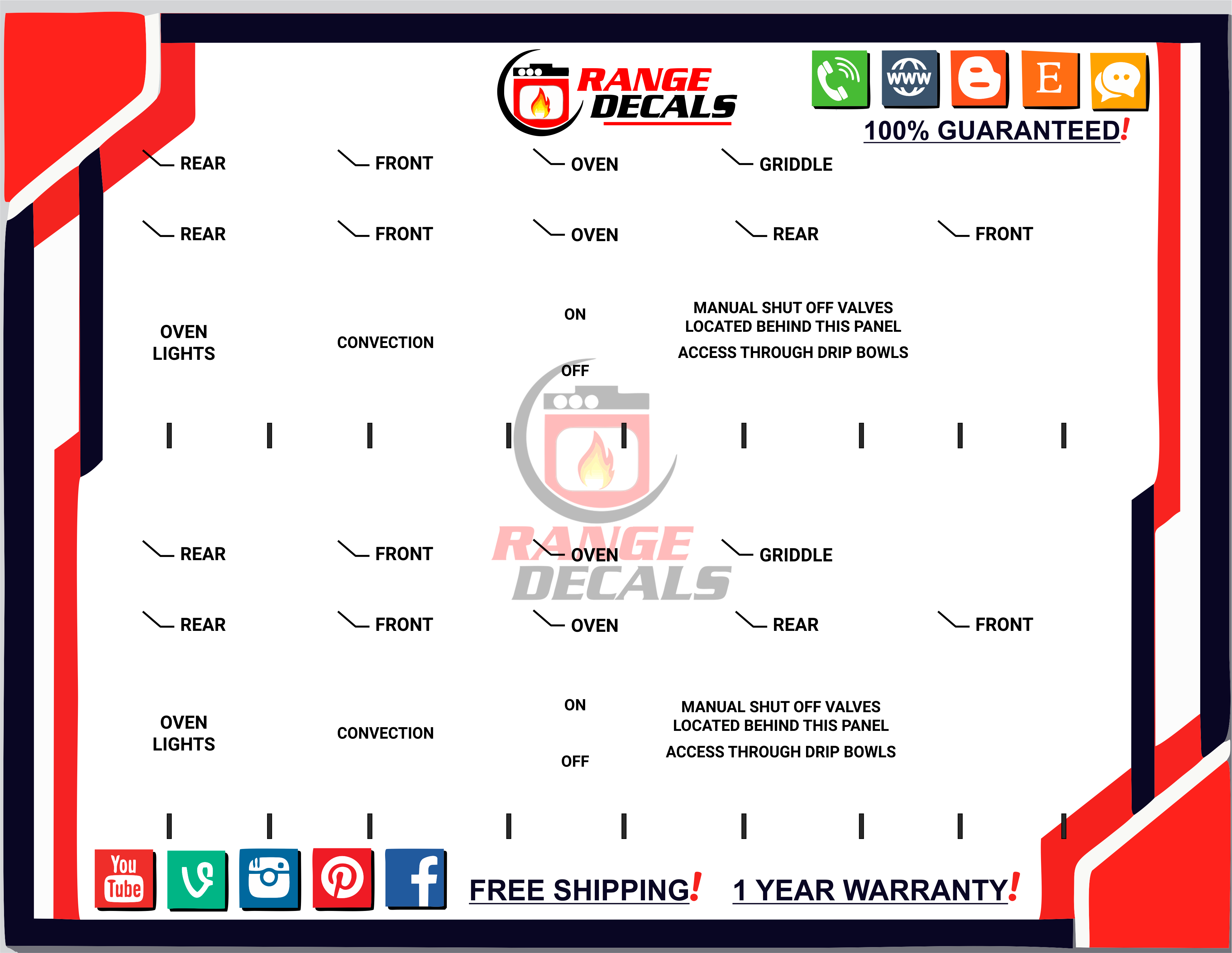 Viking Stove Decals |9| Range Decals