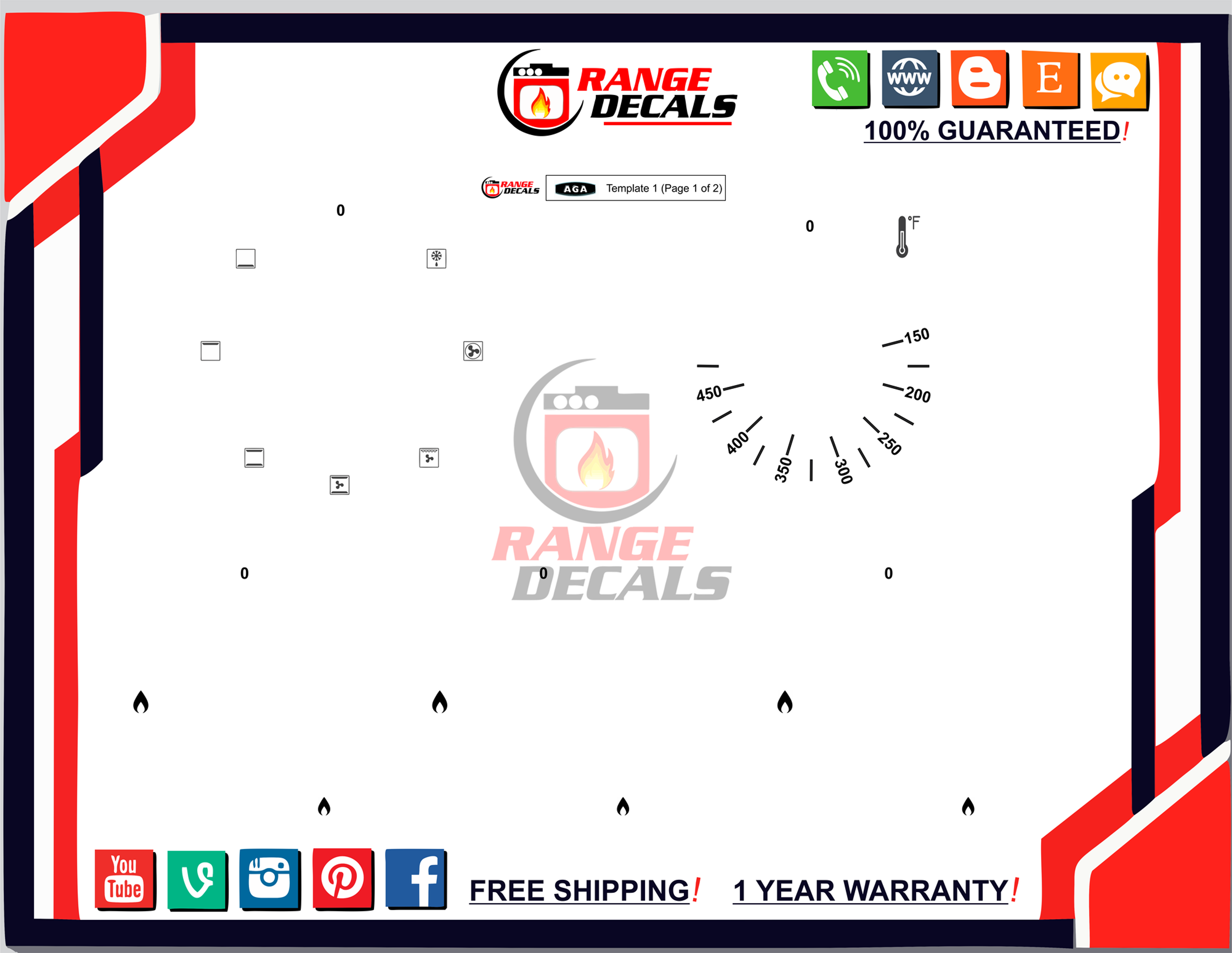 AGA AEL48DF Stove Decals | Range Decals