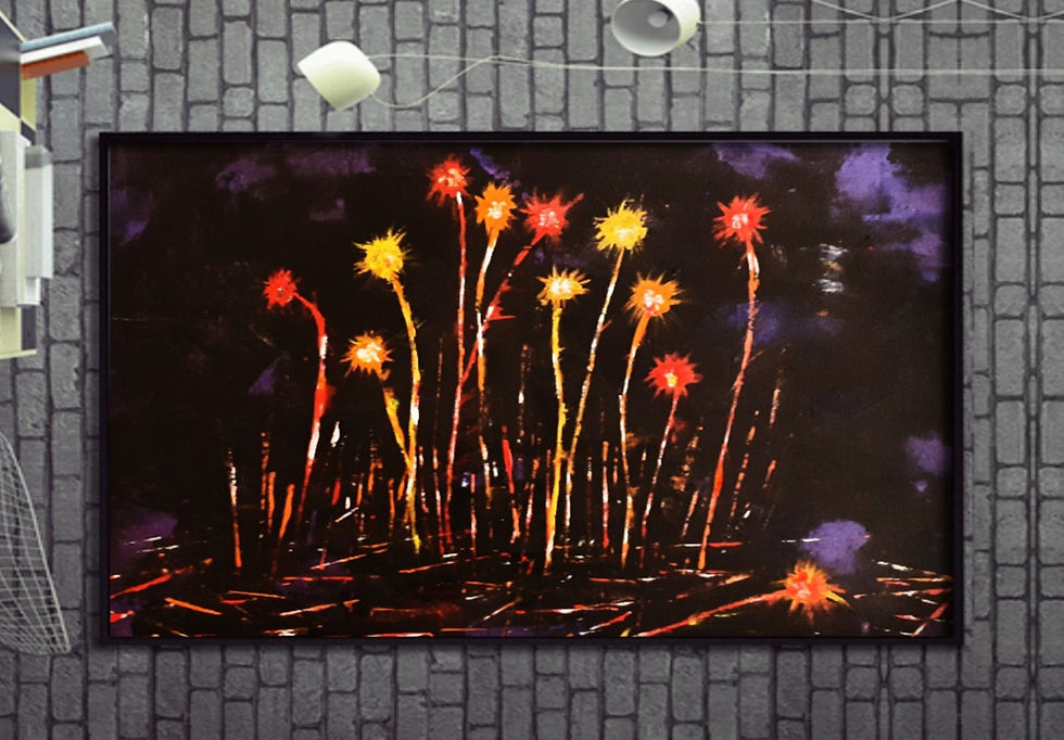 ציור מודרני של קוצים בגווני צהוב כתום