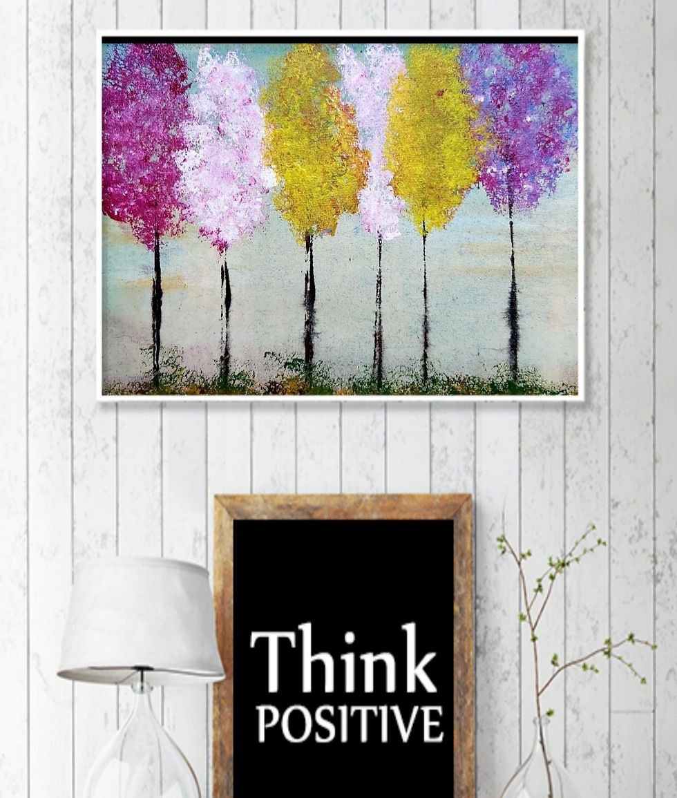 הדמיה של עצים בגווני צהוב סגול וורוד