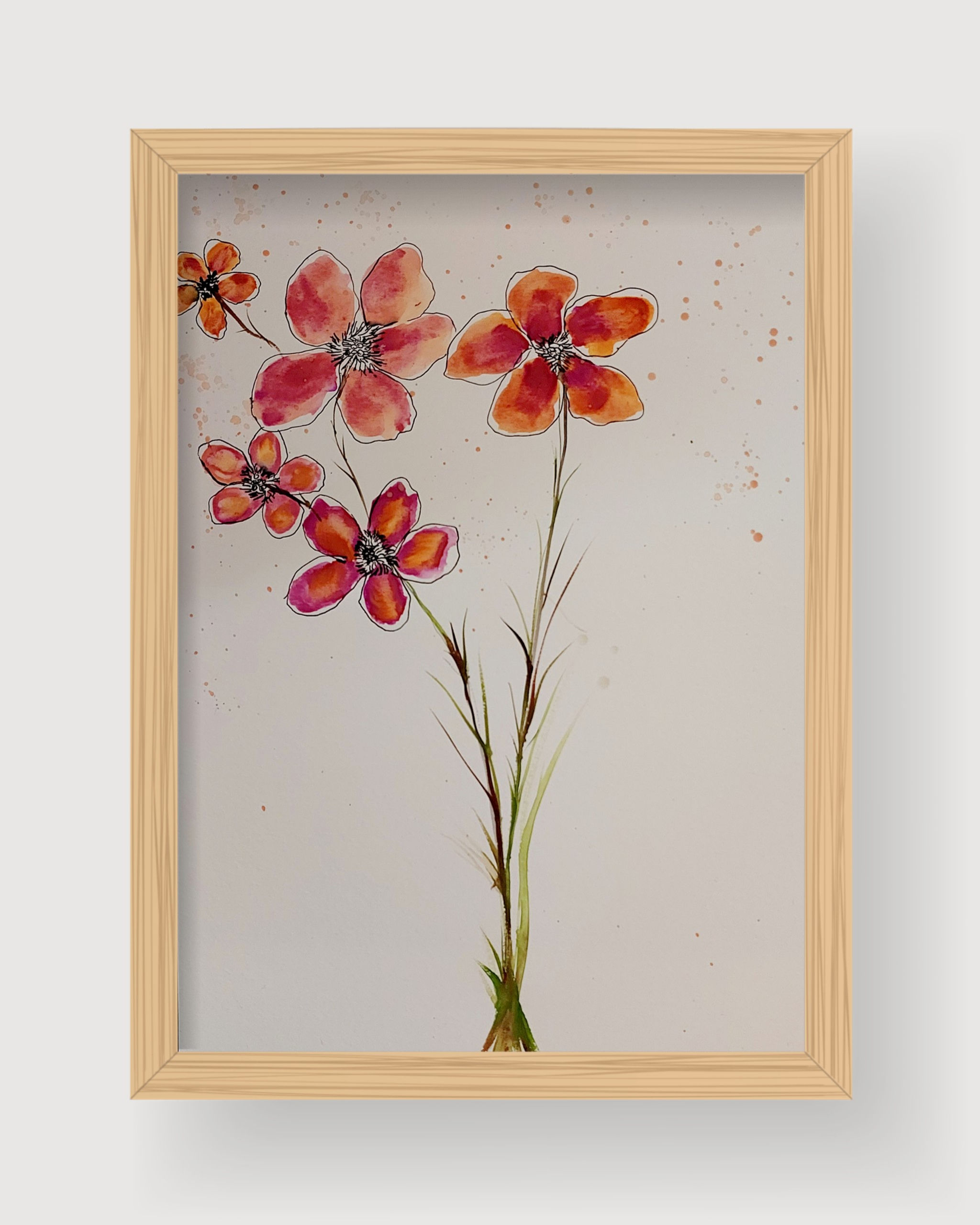 ציור מיוחד של פרחים בצבעי מים