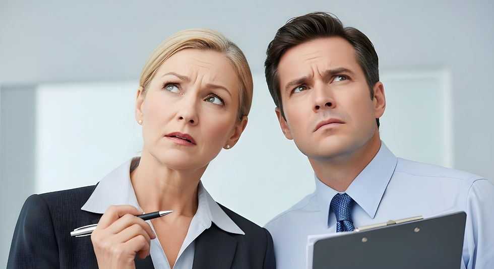man and woman with confused look on their face