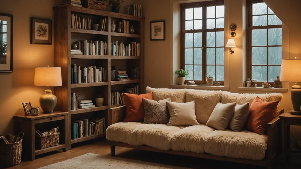 Cozy reading nook with soft pillows