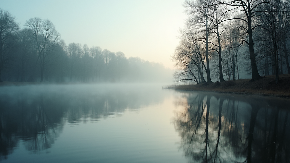 Close-up view of a tranquil lake reflecting trees