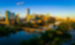Austin Texas Downtown golden hour colors amazing growing city over Town Lake at sunset wit