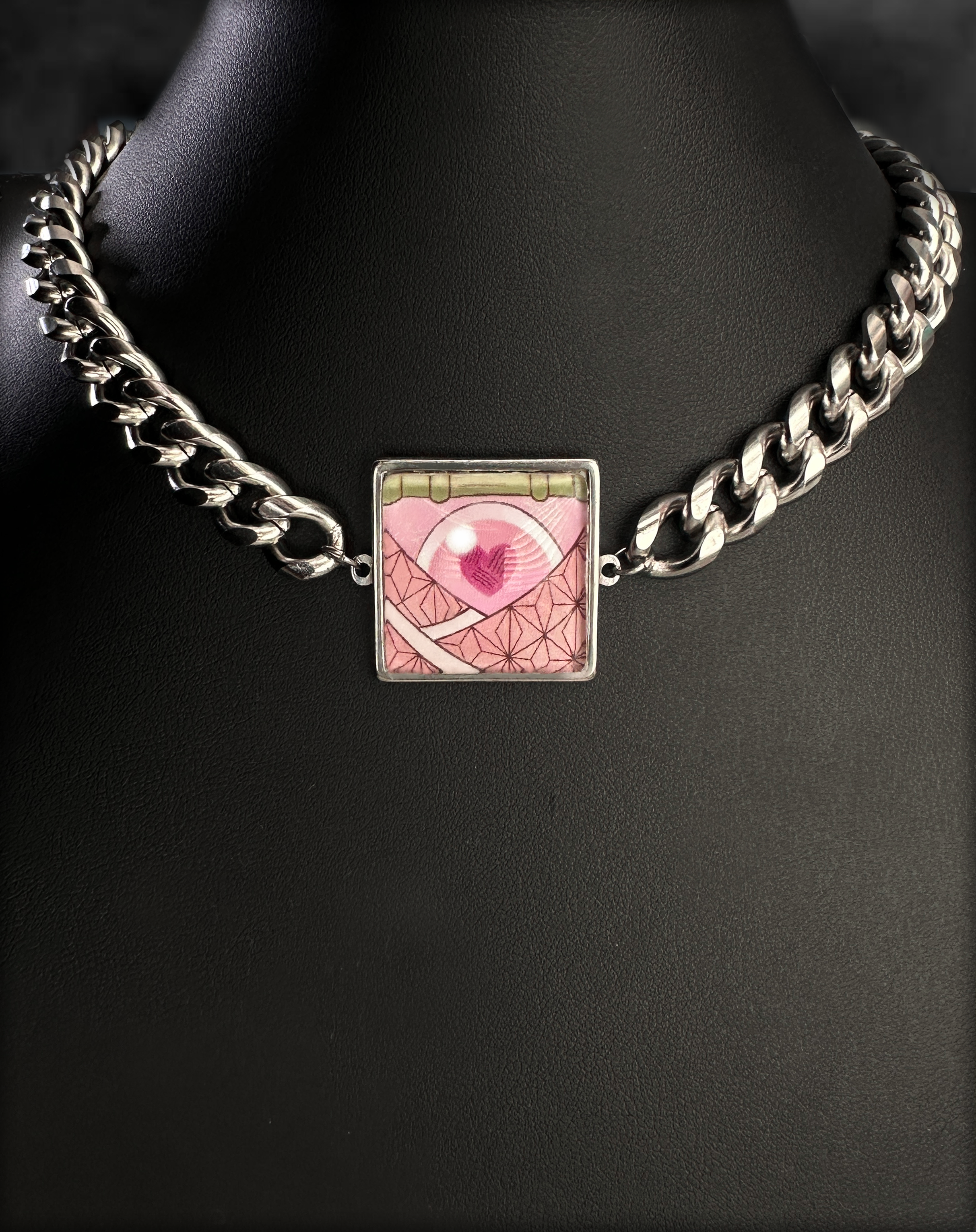 Nezuko-Inspired 'Sweetheart's Eye' Steel Pendant Chain