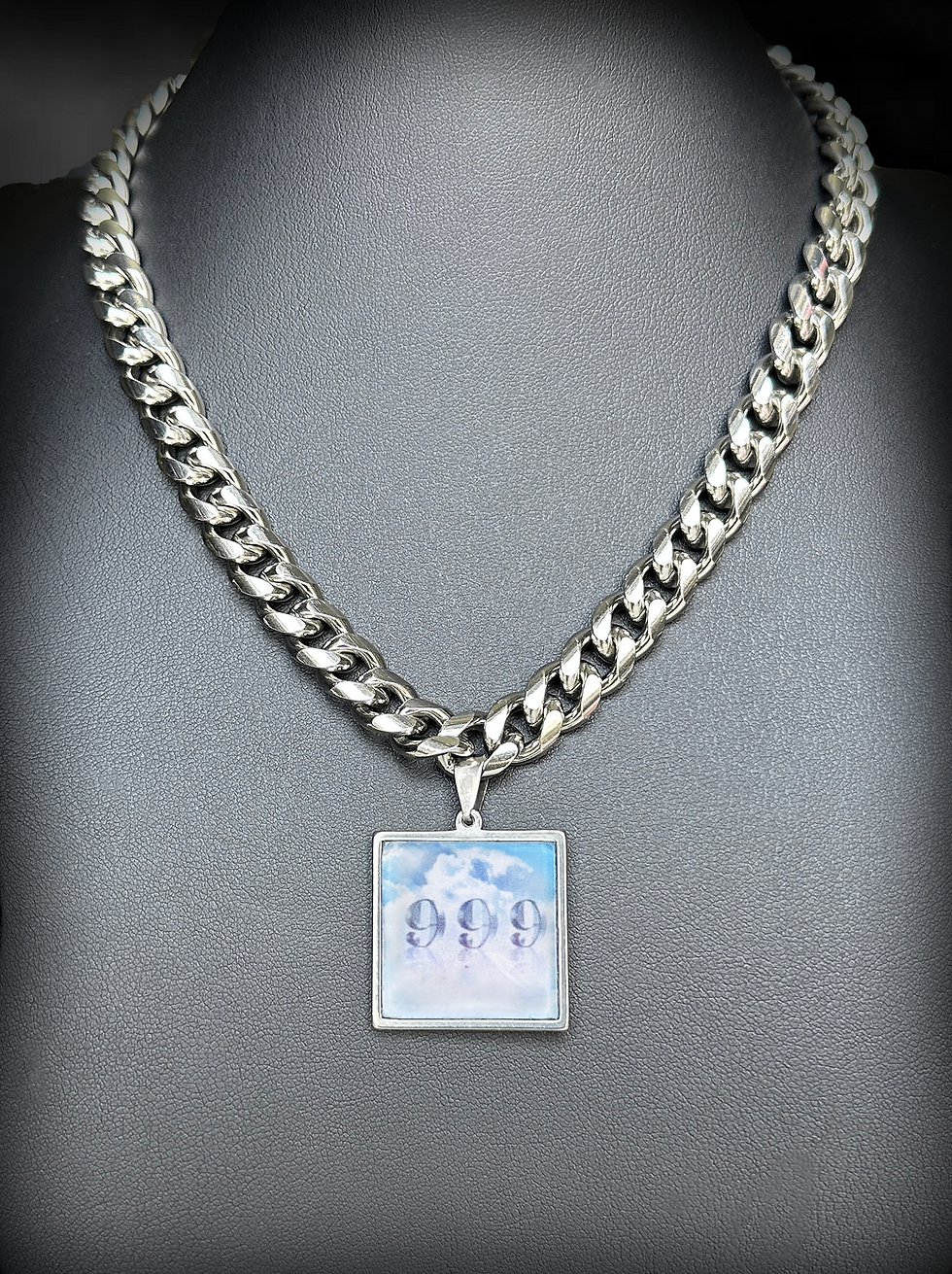 Thumbnail: Celestial Blue Stainless Steel Heavy Chain Pendant