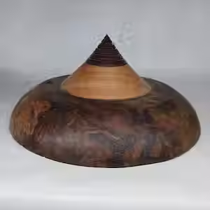 Thumbnail: Flying Saucer Black Walnut Burl With Maple Wood Cremation Urn