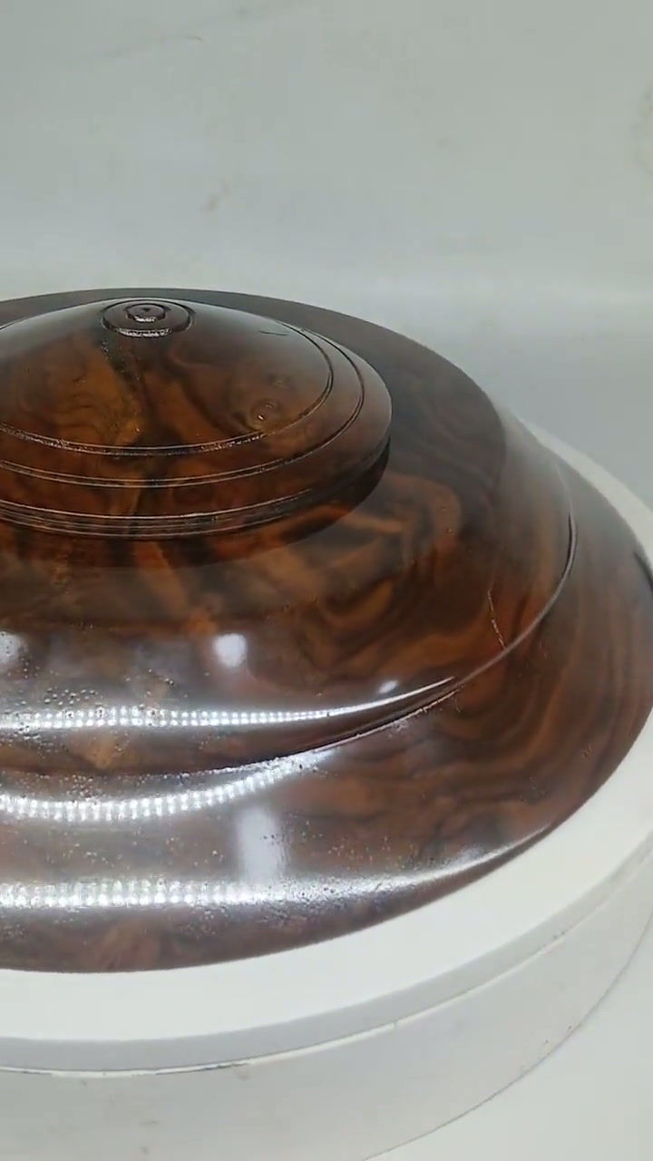 Thumbnail: Wall Mounted Black Walnut Burl Saucer Cremation urn