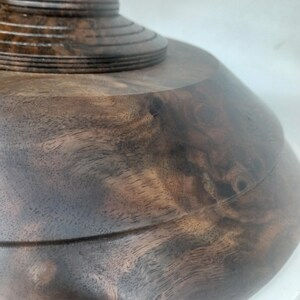 Thumbnail: Wall Mounted Black Walnut Burl Saucer Cremation Urn