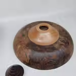 Thumbnail: Flying Saucer Black Walnut Burl With Maple Wood Cremation Urn