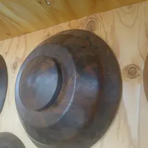 Thumbnail: Wall Mounted Black Walnut Burl Saucer Cremation Urn