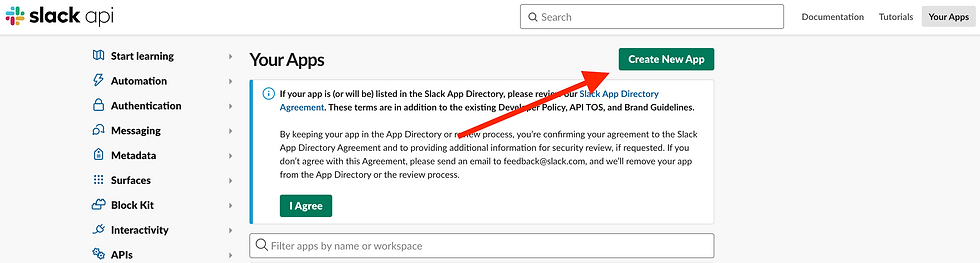 create a custom slack app for notications