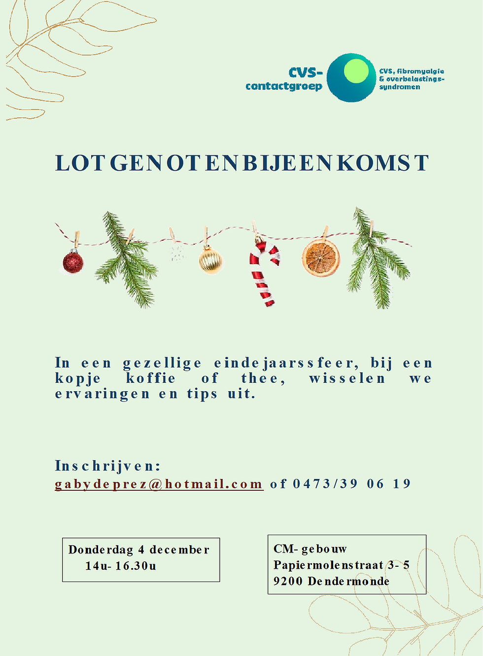 Lotgenotenbijeenkomst te Dendermonde (in eindejaarssfeer)