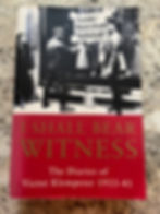 Book cover of "I Shall Bear Witness" by Victor Klemperer. Black and white photo of soldiers posting anti-Semitic sign, red and gold title text.