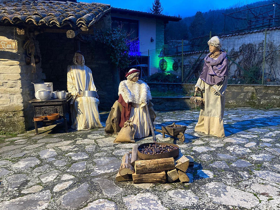     il presepe di Bosmenso al calar della sera