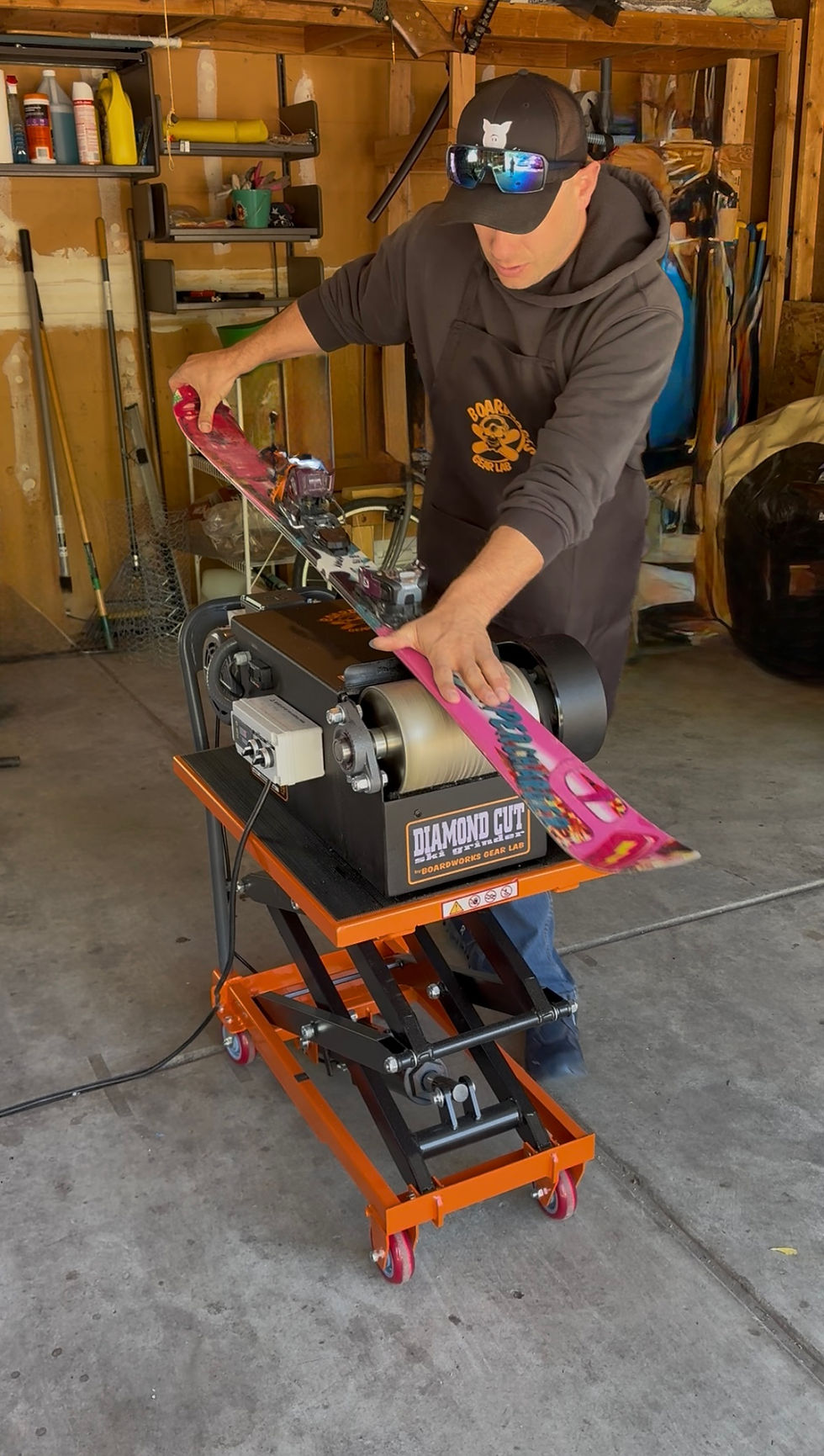 Tom Lucey base grinding a ski