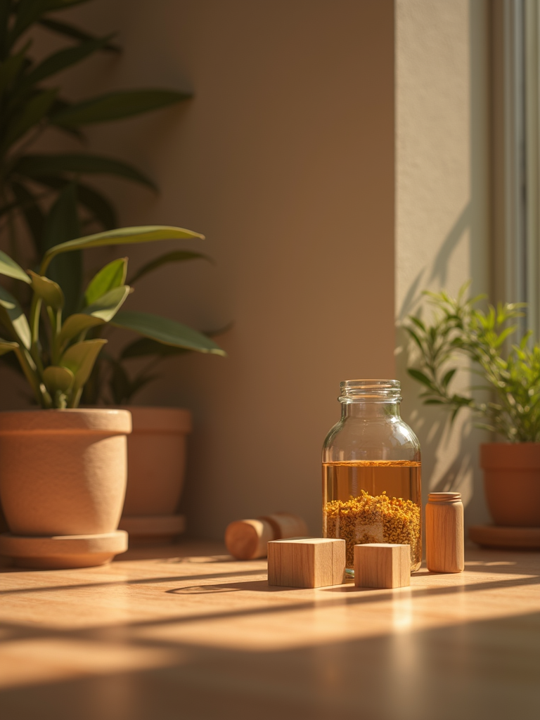Natural wooden surface with warm soft focus