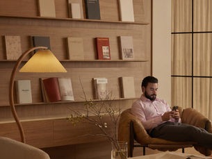 Jesse Hayes Eclat founder coworking Melbourne sitting in Bureau serviced office lobby