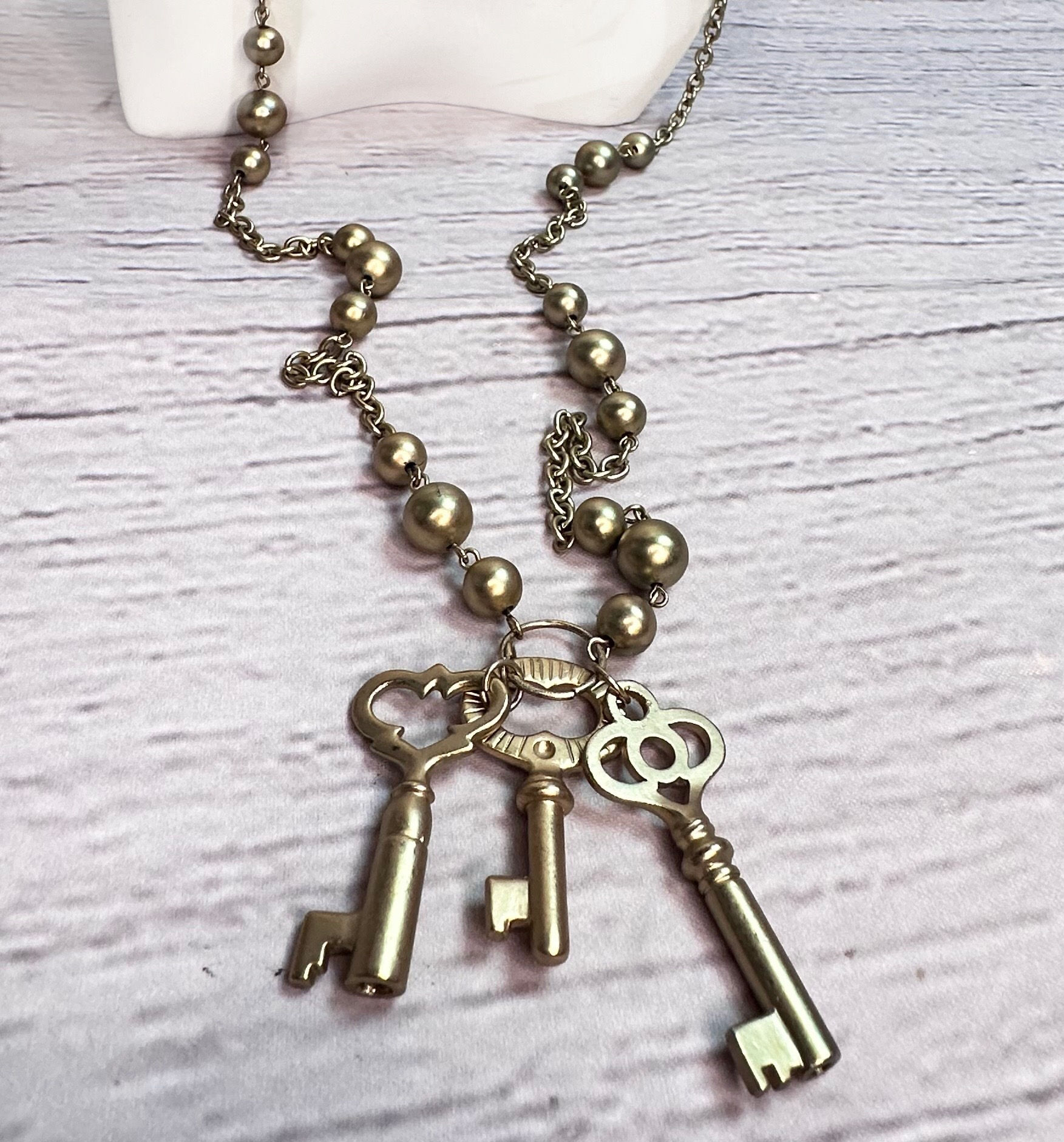 Vintage Double Length Key Pendant Necklace