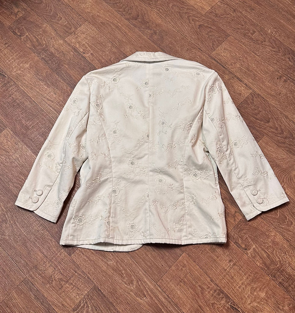 Thumbnail: 1990s Jacket | Cream Embroidered Jacket | 1990s Clothing | Retro Style