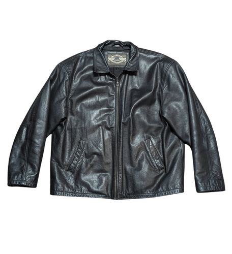 Vintage Jacket | Mens Vintage Black Leather Jacket Size Large