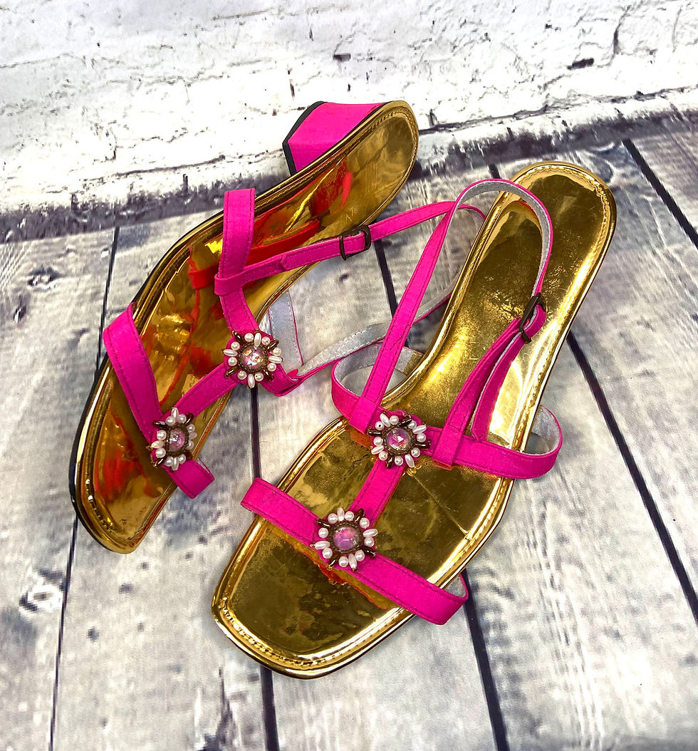 1960s Vintage Hot Pink Bejewelled Sandals UK 6/EU 39
