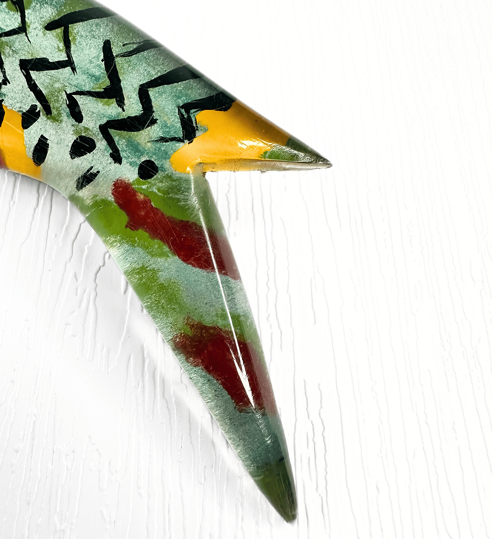 Thumbnail: Vibrant vintage parrot brooch close up of tail area
