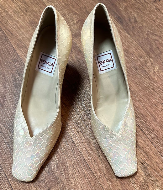 Vintage Renata Pale Gold Snake Effect Leather Shoes UK 5 EUR 38