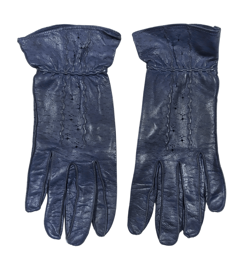 Vintage Gloves | 1970s NavyLeather Gloves | Vintage Accessories | 1970s Style