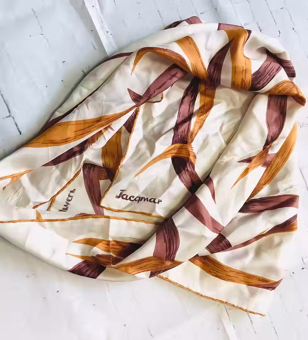 Vintage jacqmar scarf in cream with brown