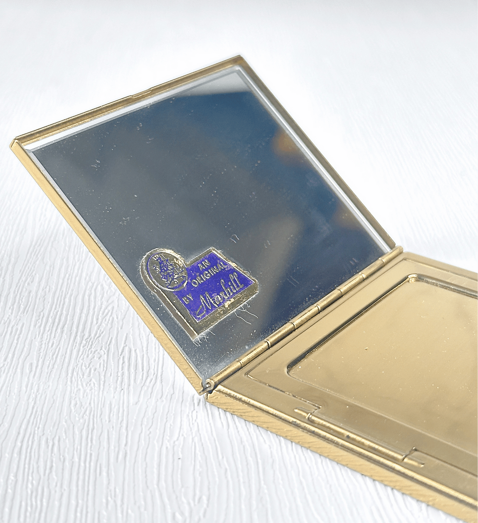 Thumbnail: 1960s Vintage Marhill Floral Powder Compact with Original Box mirror patina