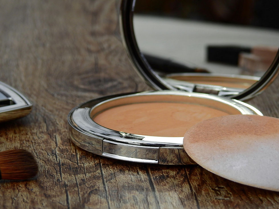Vintage powder compact with mirror and soft powder puff