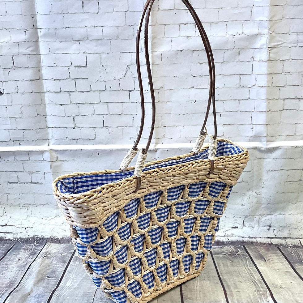 Thumbnail: Cute Vintage Gingham Basket Bag