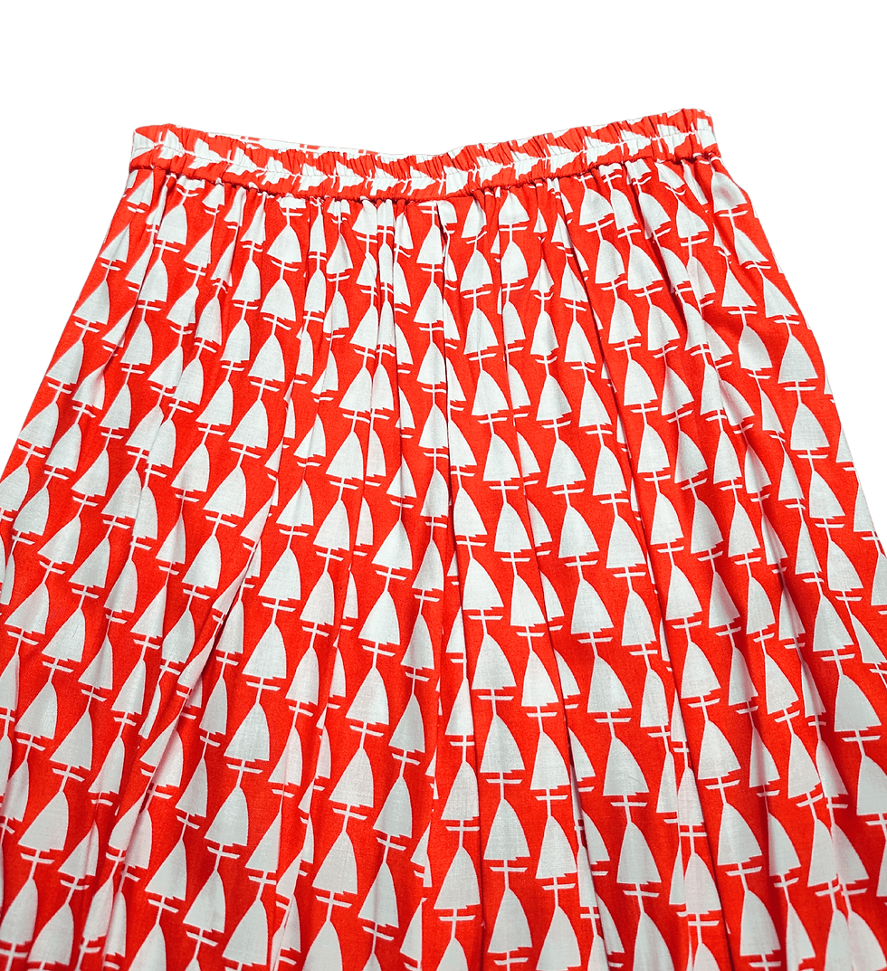 Thumbnail: Vintage Skirt | Vintage Sailing Boat Print Skirt | Vintage Clothing | Retro Style