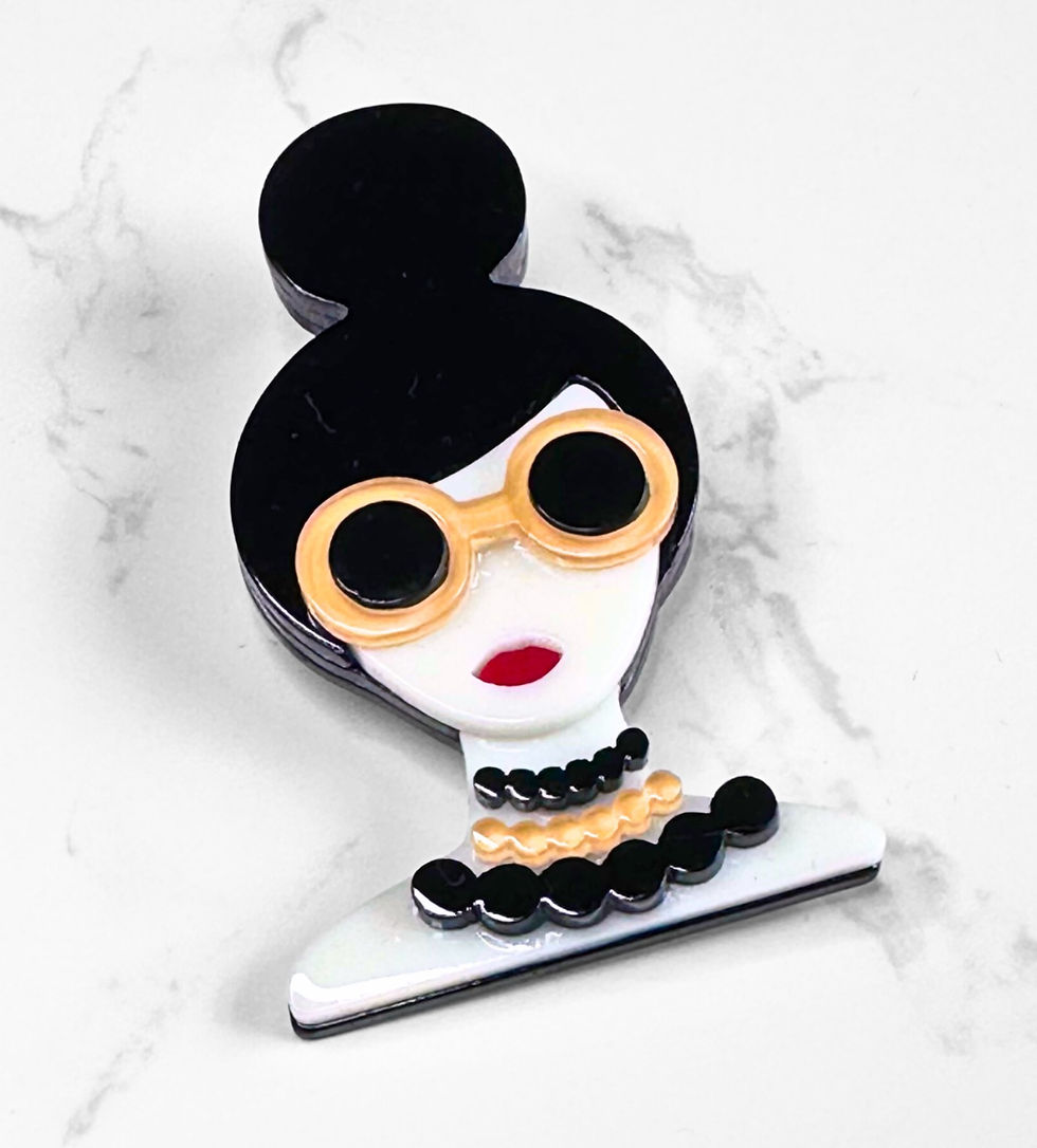Vintage Inspired Beatnik 60s Chick Acrylic Brooch
